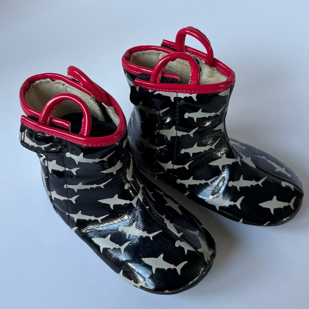 Robeez Black and Red Shark Print Kids Boots